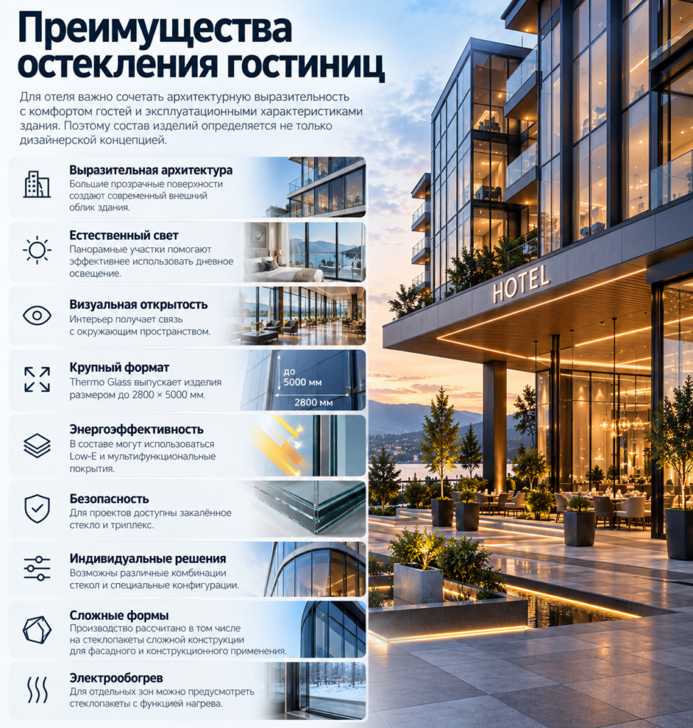 Фасадное остекление гостиниц